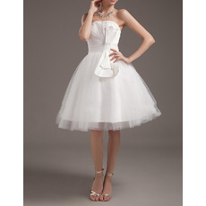 Custom Casual Tulle Strapless A-Line Short Reception Wedding Dresses
