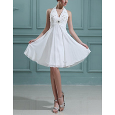 Summer Empire Halter Chiffon Short Reception Wedding Dresses