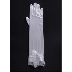 Elbow Jersey White Wedding Gloves with Lace
