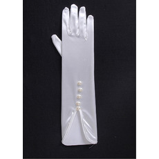Elbow Jersey Ivory Wedding Gloves with Beads