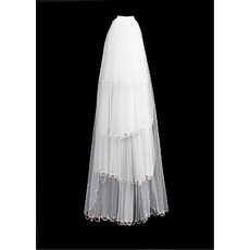 3 Layers Elbow Length White Wedding Veils