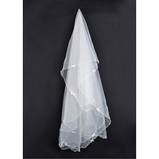 1 Layer Fingertip with Beads Ivory Wedding Veils