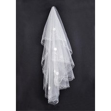 1 Layer Fingertip with Flowers Ivory Wedding Veils