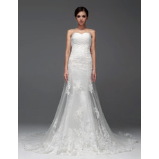 Elegant Mermaid/ Trumpet Sweetheart Chapel Train Organza Wedding Dresses