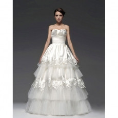Winter A-Line Sweetheart Floor Length Tiered Wedding Dresses