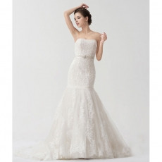 Affordable Strapless Court Train Mermaid/ Trumpet Wedding Dresses