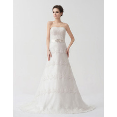 Designer A-Line Strapless Court Train Wedding Dresses