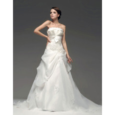 Winter A-Line Strapless Court Train Wedding Dresses