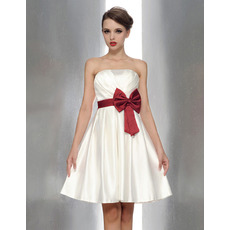 Inexpensive Princess Strapless Mini Bridesmaid Dresses with Sash