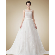 Affordable Vintage A-Line Court Train Organza Wedding Dresses