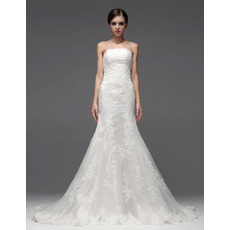 Stylish Mermaid/ Trumpet Strapless Chapel Train Wedding Dresses for Brides