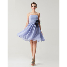 Affordable A-Line Strapless Knee Length Chiffon Bridesmaid Dresses