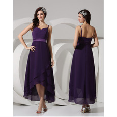 Asymmetric High-Low Chiffon Bridesmaid Dresses for Summer Beach Wedding