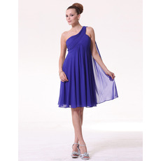 Sexy Empire One Shoulder Short Chiffon Summer Bridesmaid Dresses