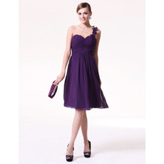 Inexpensive Summer A-Line One Shoulder Short Chiffon Bridesmaid Dresses