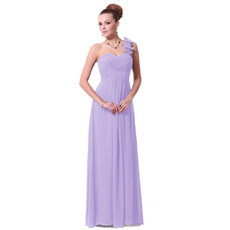 Vintage One Shoulder Floor Length Chiffon Bridesmaid Dresses for Spring