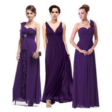 Affordable Sexy Custom Sheath Floor Length Chiffon Bridesmaid Dresses