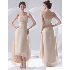 Custom Sheath Strapless Asymmetric Chiffon Evening/ Prom Dresses