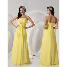 Spring New Style Strapless Long Chiffon Evening/ Prom Dresses