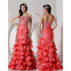 Inexpensive Mermaid Sweetheart Sweep Train Satin Evening/ Prom Dresses