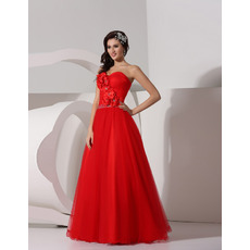 Affordable A-Line Sweetheart Floor Length Organza Evening/ Prom Dresses