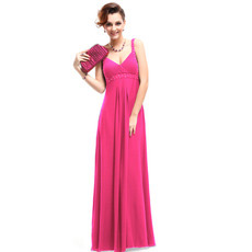 Empire Straps Floor Length Satin Evening Dresses for Summer Prom