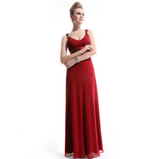 Custom Sexy Chiffon Sheath V-Neck Floor Length Evening/ Prom Dresses