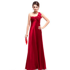 Sexy One Shoulder Satin Sheath Floor Length Evening/ Prom Dresses