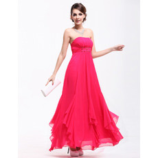 A-Line Strapless Chiffon Ankle Length Evening/ Prom Dresses for Spring