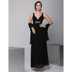 V-Neck Chiffon Ankle Length Sheath Evening/ Prom Dresses for Summer