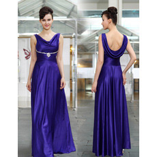 Inexpensive Elegant A-Line Floor Length Satin Evening/ Prom Dresses