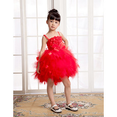 Ball Gown Spaghetti Straps Short Flower Girl Dresses