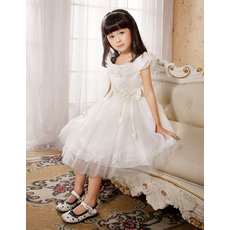 Knee Length Organza First Communion/ Flower Girl Dresses