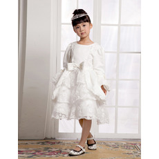 Knee Length Long Sleeves First Communion/ Flower Girl Dresses