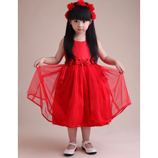 A-Line Knee Length Satin Organza Flower Girl Dresses