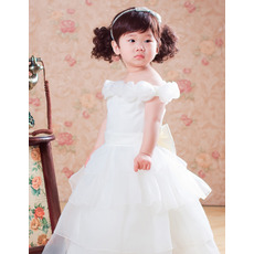 Ball Gown Tea Length Satin Flower Girl Dresses