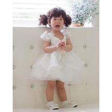 Ball Gown Cap Sleeves Short Organza Flower Girl Dresses