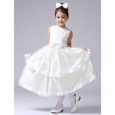 Tea Length Satin First Communion/ Flower Girl Dresses