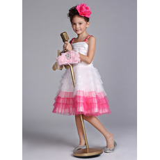 Knee Length Tiered Easter Dresses/ Flower Girl Dresses