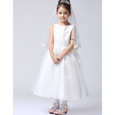 Ball Gown Tea Length First Communion/ Flower Girl Dresses