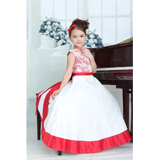 Affordable A-Line Floor Length Satin Flower Girl Dresses