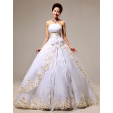 Organza Ball Gown Strapless Floor Length Wedding Dresses for Spring