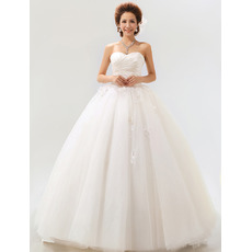 Ball Gown Sweetheart Floor Length Satin Dresses for Spring Wedding