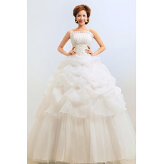 Discount Ball Gown Strapless Floor Length Organza Wedding Dresses