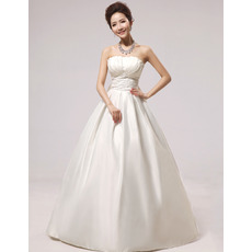 Discount Simple A-Line Strapless Floor Length Satin Wedding Dresses