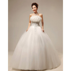 Inexpensive Ball Gown Floor Length Wedding Dresses with 3D Flowers