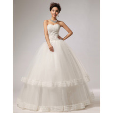 Elegant Floral Ball Gown Sweetheart Floor Length Organza Wedding Dresses