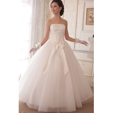 Inexpensive Ball Gown Strapless Floor Length Sequin Wedding Dresses