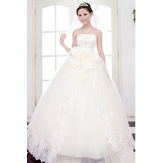 Custom Elegant Ball Gown Strapless Floor Length Beaded Wedding Dresses