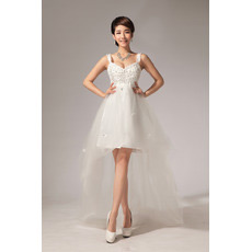 Informal Asymmetric High-Low Empire Straps Organza Wedding Dresses